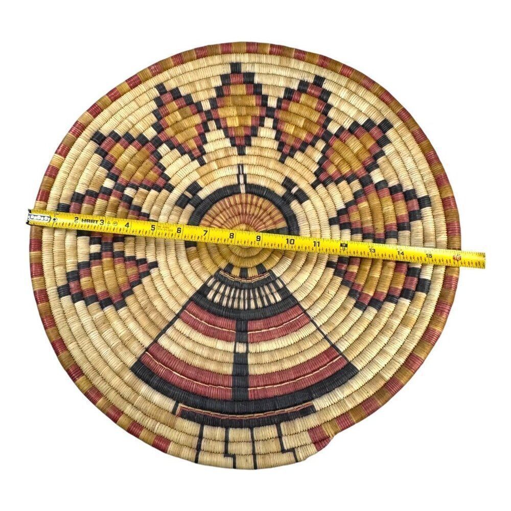 Vintage Museum Handwoven Hopi Coil Plaque Basket Corn Maiden Katsina Mana 1982 - Picture 5 of 8